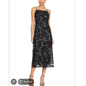 Rag & Bone Joelene Sequin Slip Dress Black Midi Womens 8 NEW Formal Wedding